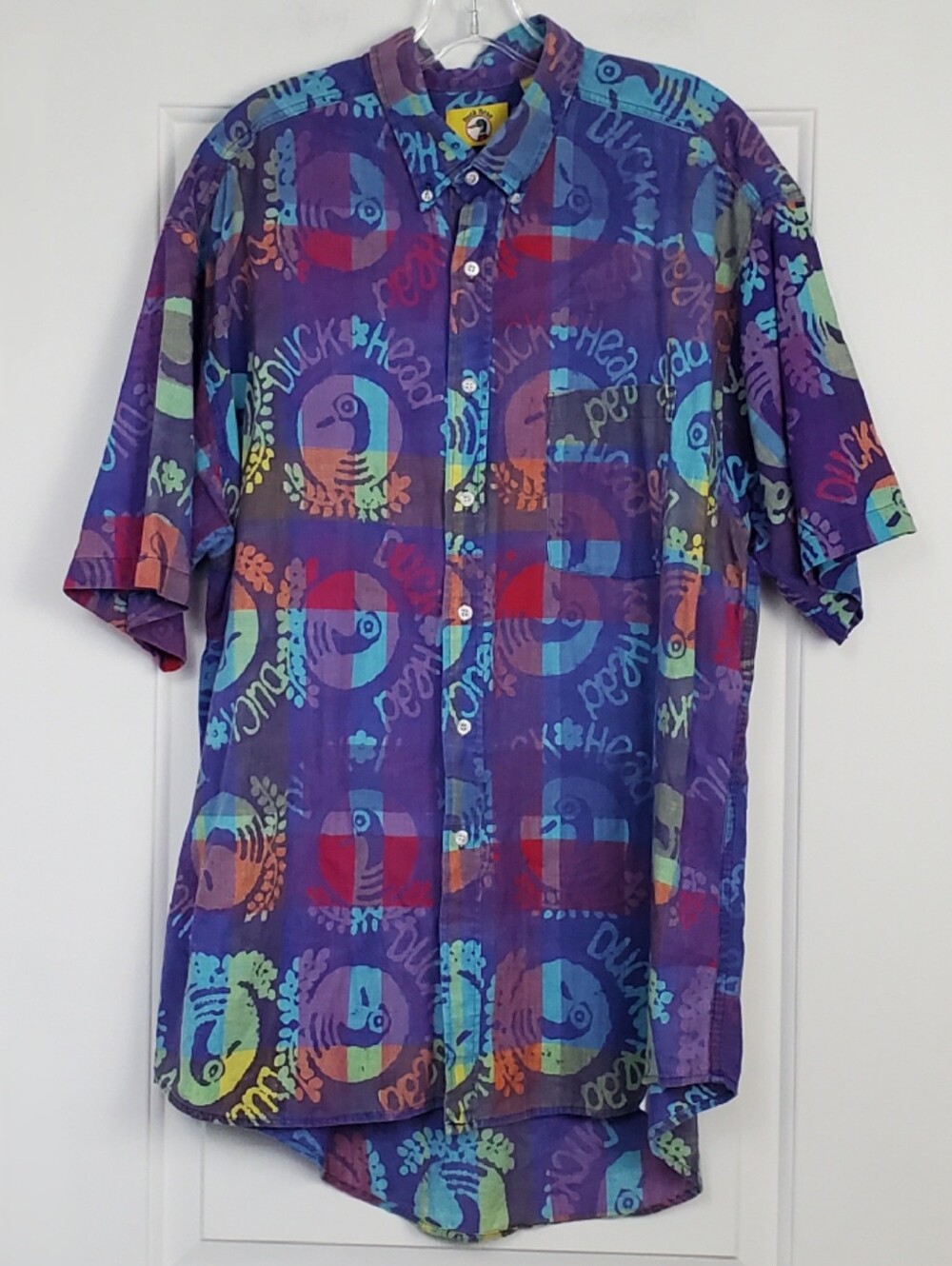 Duck Head Vintage 90s AOP All Over Print Colorful Shirt USA Made - Size XL - GUC